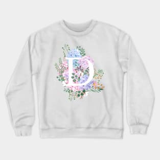 botanical monogram alphabet D hydrangea flowers Crewneck Sweatshirt